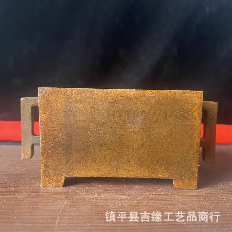 Collectible imitation alloy manger incense burner ornament, smooth surface square burner, home craft tabletop incense accessory