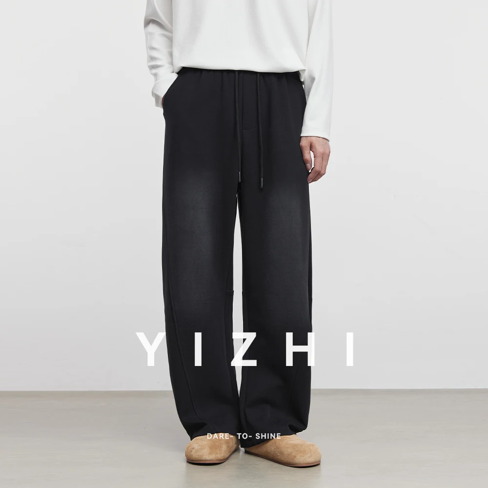 Fashion Men's Washed Straight Casual Pants 2025 Spring Autumn New Casual Sports Wide-leg Mopping Trousers Male Pants