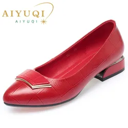 AIYUQI Dress Shoes Women Fashion 2024 New Genuine Leather Women Spring Shoes Non Slip Low Heel Lady Office Shoes