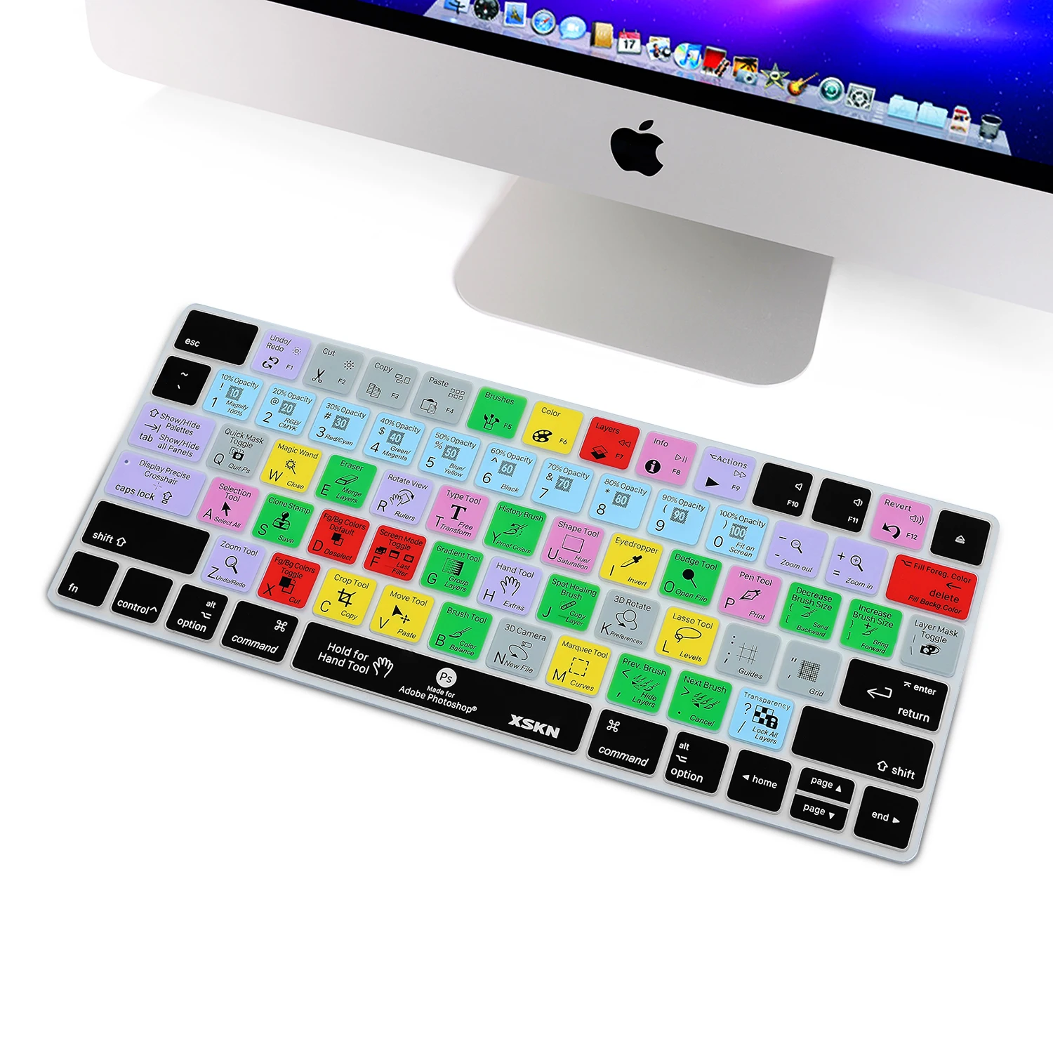 XSKN Photoshop Design Shortcuts Silicone Keyboard Cover for Magic Keyboard A1644 MLA22LL/A Functional Hotkeys Skin