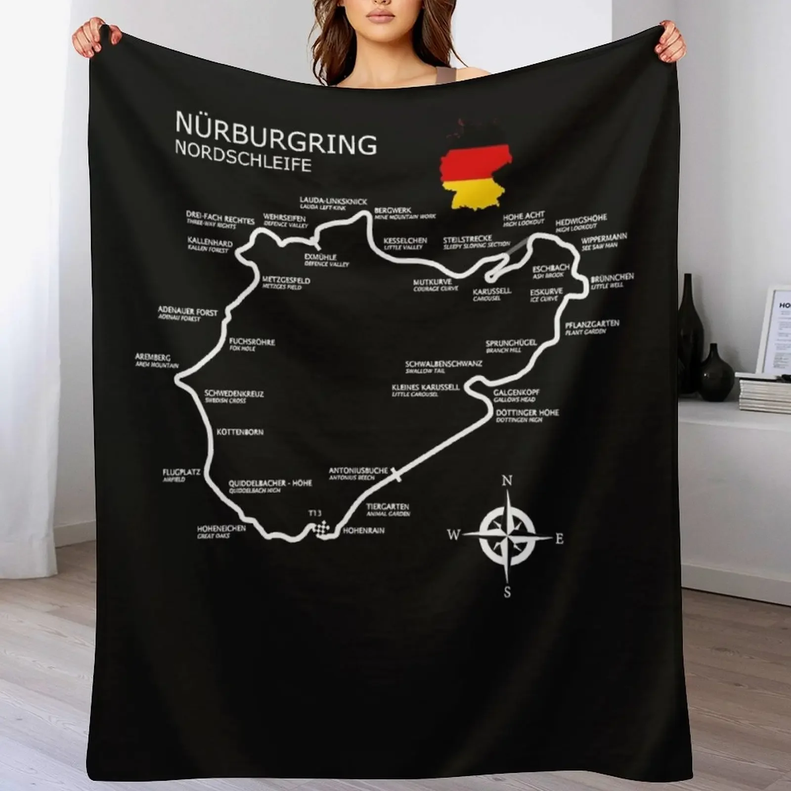 

The Nurburgring - Nordschleife Classic T-Shirt.png Throw Blanket Personalized Gift Plaid on the sofa Sofa Hairys Blankets