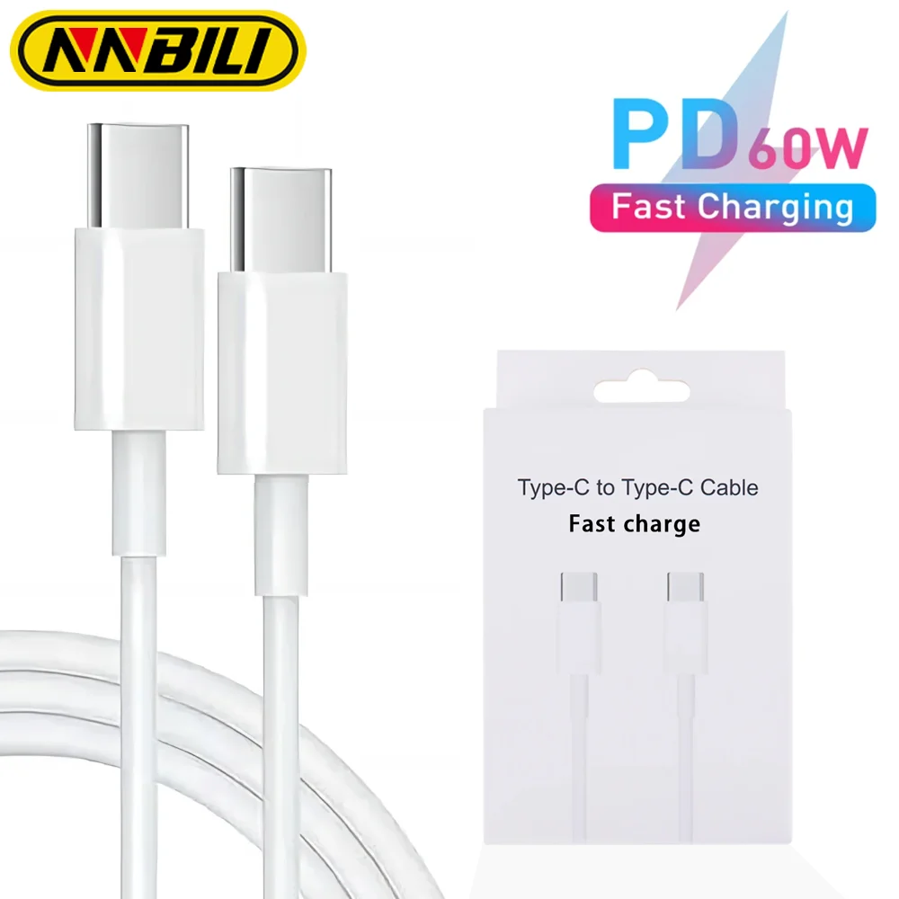 NNBILI Cell Phone Cables High Speed USB-C 1M 2M Fast Charge Type-C To USB-C Charging Adapter PD Lines For phone 15 Pro Max Plus