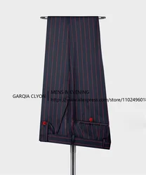 Only Pants 1 PCS Men's Pant Navy Blue Red Stripe Tuxedo Autumn/Winter