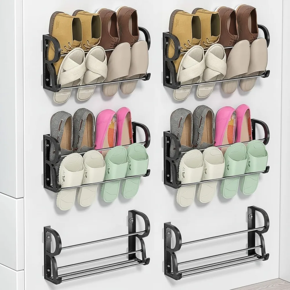 

Настенная полка для обуви из 6 шт. с прочным клеем, компактный органайзер для хранения вещей для дверей и стены шкафа