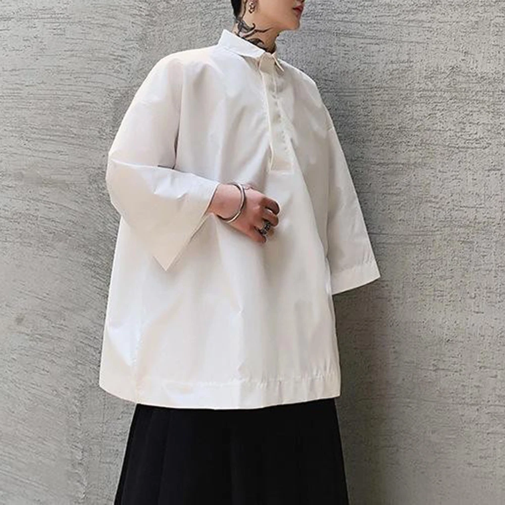 

Мужская летняя рубашка с коротким рукавом XS-5XL, однотонная, в американском ретро-стиле, модная, повседневная, простая, свободного кроя, мужской топ