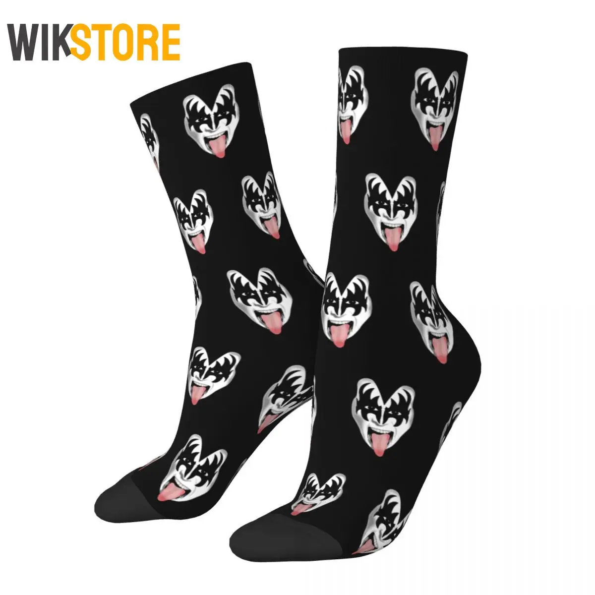 Chaussettes respirantes et mignonnes pour hommes et femmes, bande de baiser démon, Gene Simmons, chaussettes drôles et heureuses, nouveauté, printemps, été, automne, hiver