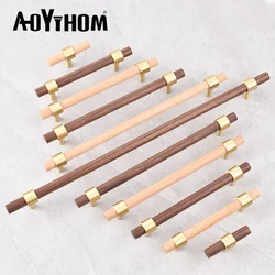 Brass Beech Black Walnut Long Handle Kitchen Furniture Door Handles Drawer Wooden Knobs Wardrobe Cabinet Pulls Cupboard Handle
