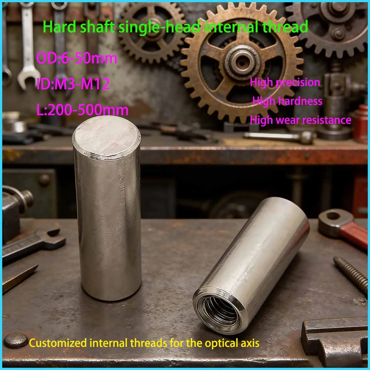 Carbon Steel Chrome-Plated Rod Guide Shaft With Internal Threaded Holes Pin Hard Shaft OD 6-20mm