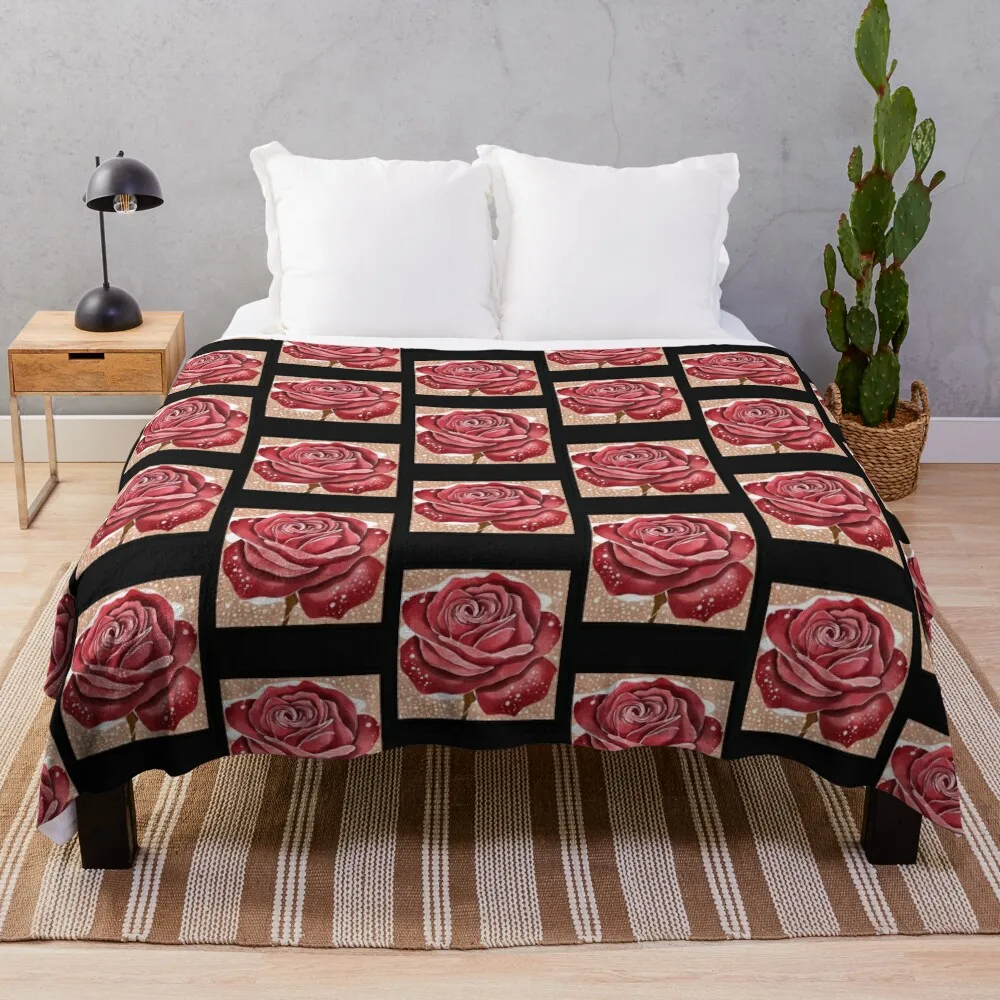 Dark Red Rose Design: Elegant and Timeless Throw Blanket Sleeping Bag Soft Plush Plaid Camping Blankets