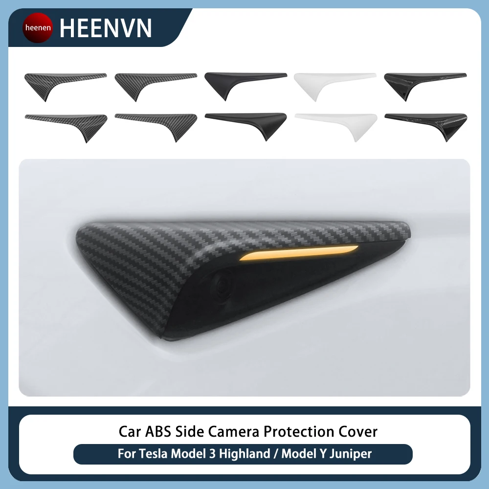 ABS Carbon-Muster Seitenkamera-Abdeckung für Tesla Model Y Juniper Model 3 Highland 2025 2026 Leaf Board Cover Exterieur-Zubehör