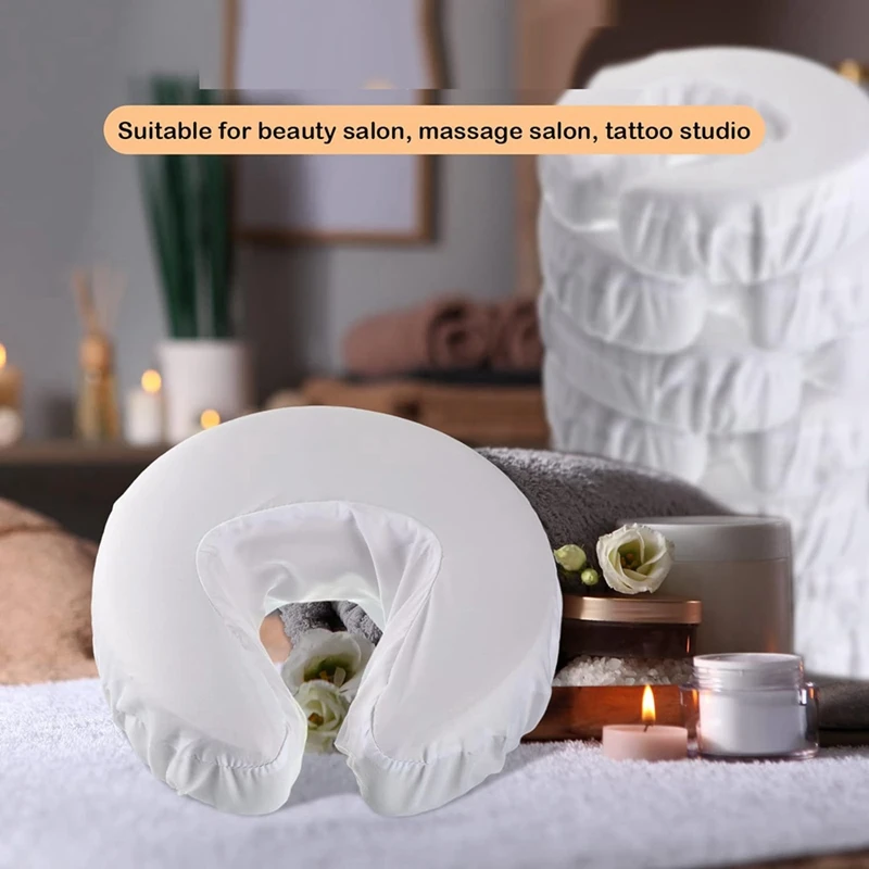 마사지 테이블용 A74E-12Pcs 얼굴 크래들 커버, 재사용 가능, 마사지 테이블 레스트 커버, 오일 프루프 헤드레스트 크래들 시트