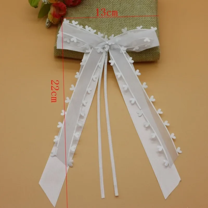 1pcs White Ribbon Bows Wedding Bowknots Ribbon DIY Gift Wrap Satin Ribbon Wedding Car Chair Vase Guest Favors Decoration