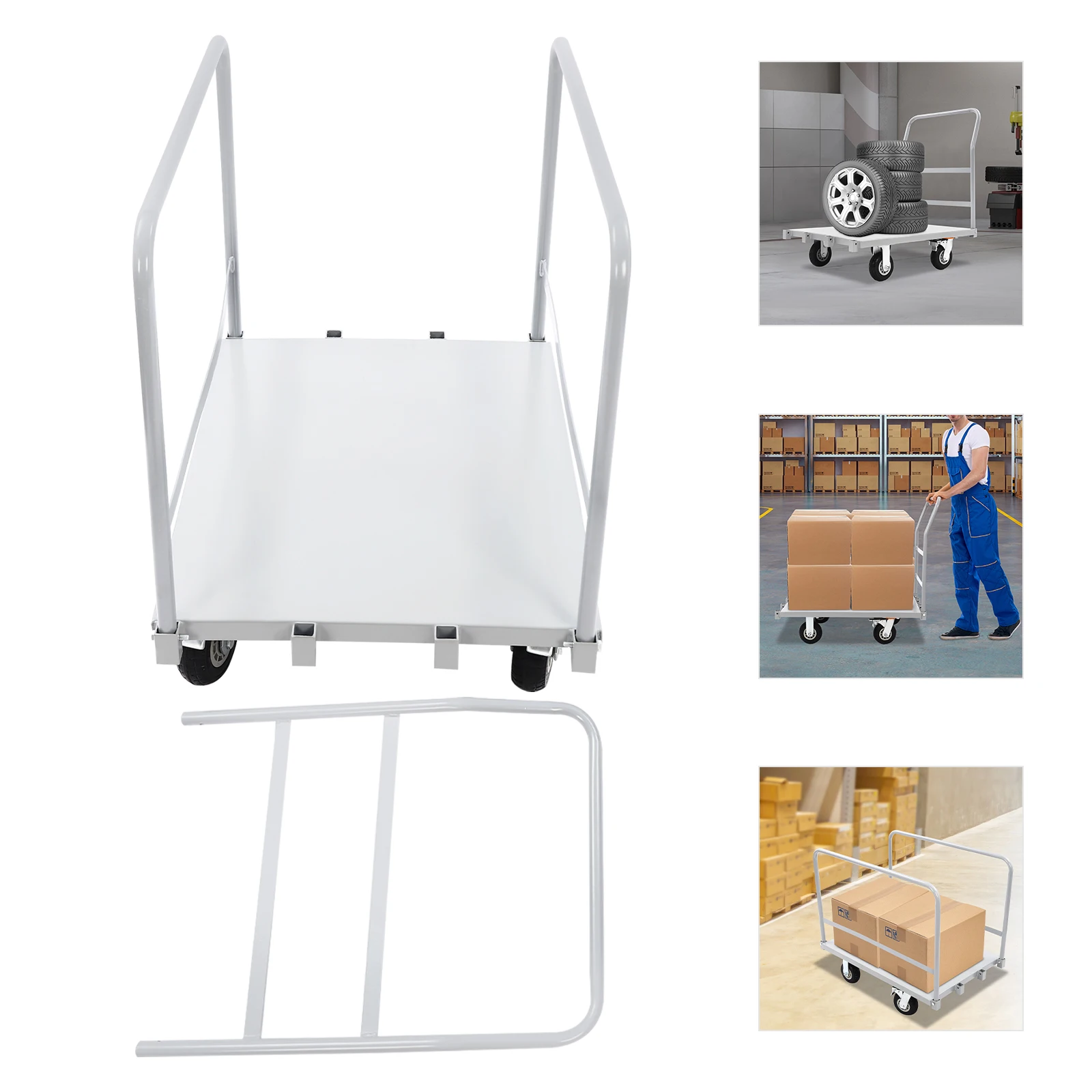 36*24 عربة دوللي مسطحة 2000 رطل مقطورة التعامل مع البضائع ذات الدفع اليدوي مع 4 عجلات عربة منصة شديدة التحمل للمستودعات/الصناعة #5