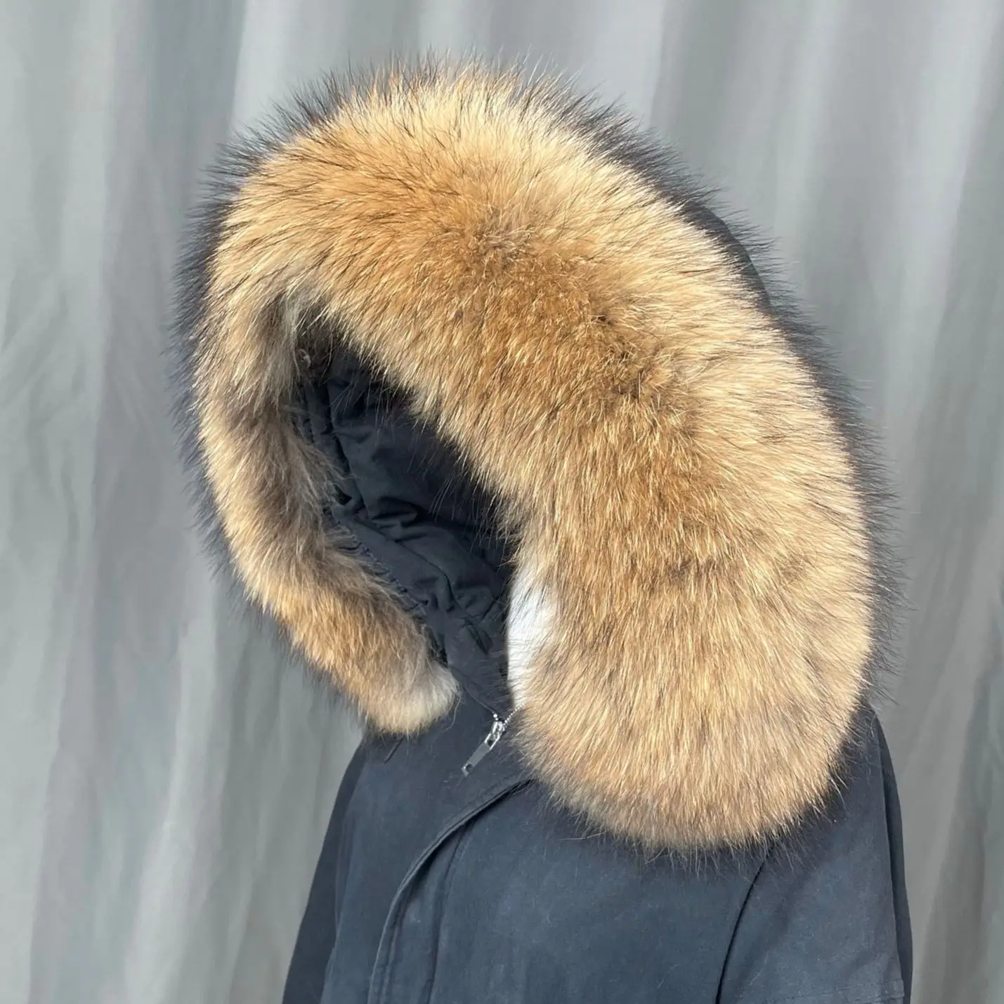 100%Real Raccoon Fur Collar Womens Natural Fur Gray Collar Real Fur Shawl Raccoon collar Fur Scraves  Detachable collar