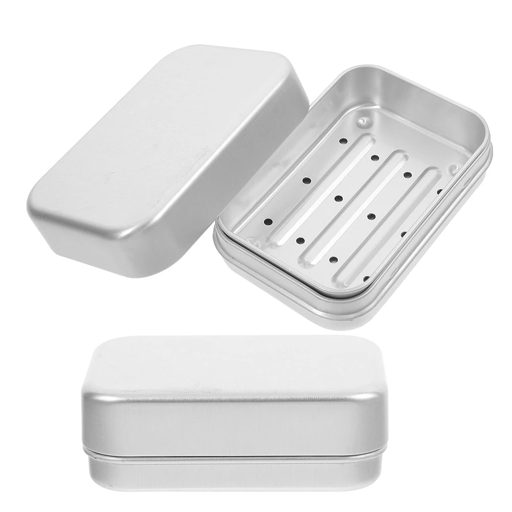 

2pcs Metal Double Layer Portable Soap Camping Soap Holder Storage Holder for Travel Bathroom Compact Lightweight