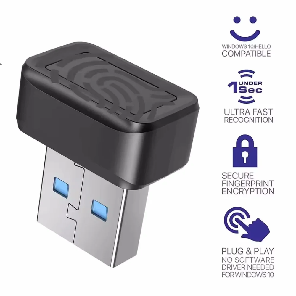

USB Fingerprint Key Reader For Windows 10/11 Hello Security Key Biometric Scanner PC Fingerprint Sensor Module Password Free
