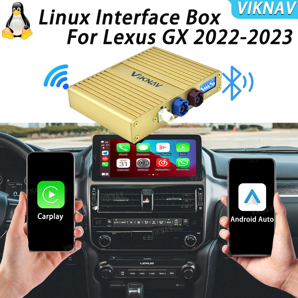 Viknav For Lexus GX 2022-2023 Linux Interface Box Fit For Original Car OEM Screen Wireless Apple CarPlay Android Auto