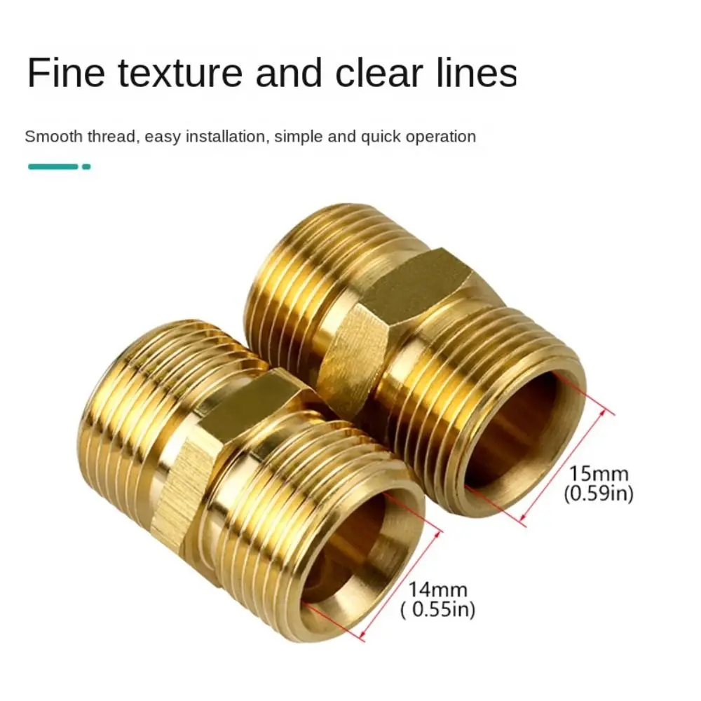 Brass Hose Extension Connector Adapter M22 14mm M22 15mm Male Fitting Hose Coupler Adaptor M22-14 to 15mm Gold