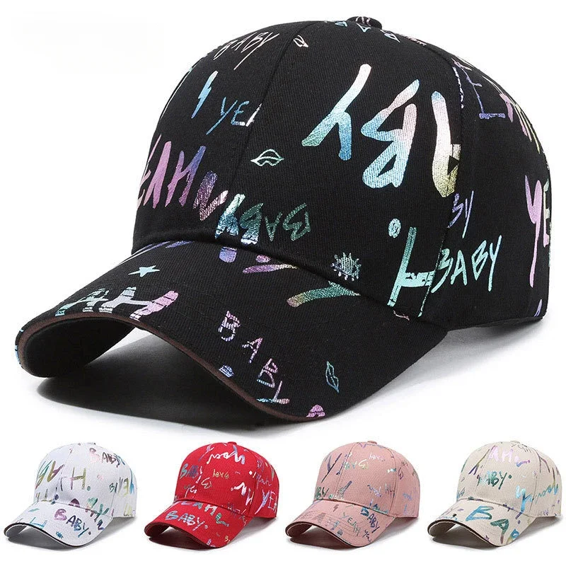 Graffiti Letter Casual Baseball Cap Hip-hop Style Girl's Hat Street Trend Dome Neutral Adjustable HatSunscreen and Windproof Hat