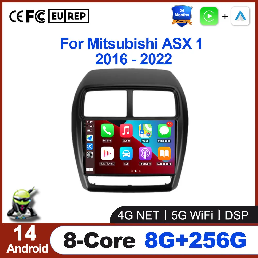 

Автомагнитола на Android 14 для Mitsubishi ASX 1 2016-2022, мультимедийный видеоплеер с GPS-Навигатором, Carplay, стерео, DSP