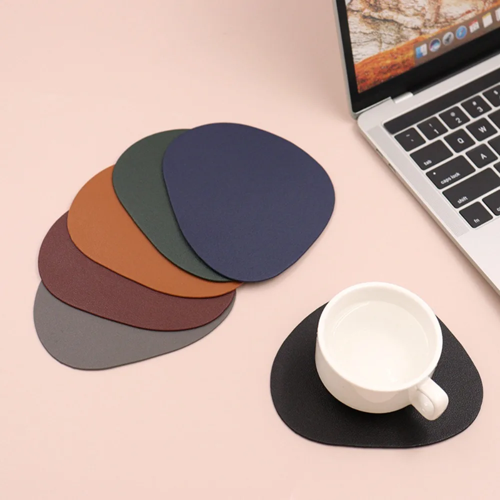 Modern Simple Irregular Waterproof Coaster PU Leather Insulation Anti Slip Coaster Multifunctional Office and Home