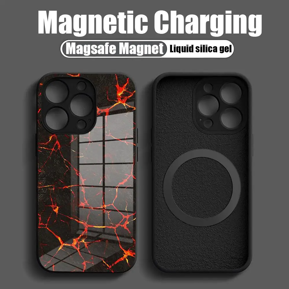 Minimalism Stule Hot Magma  Phone Case  NEW 2024 Tempered Glass For IPhone 16 15 Promax 14 13 Pro 12 11 plus  Covers