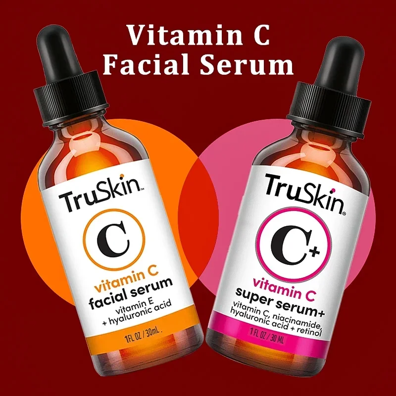 1Fl oz TruSkin Vitamin C Serum Sodium Hyaluronate Anti-oxidant Whitening Hydrating Firming Serum with Vitamin E Skin Care Serum