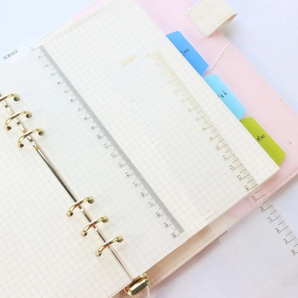 6 Hole A5 A6 A7 Bookmark Straight Ruler Children Math Drafting Drawing Ruler Clear Flexible Dividing Ruler