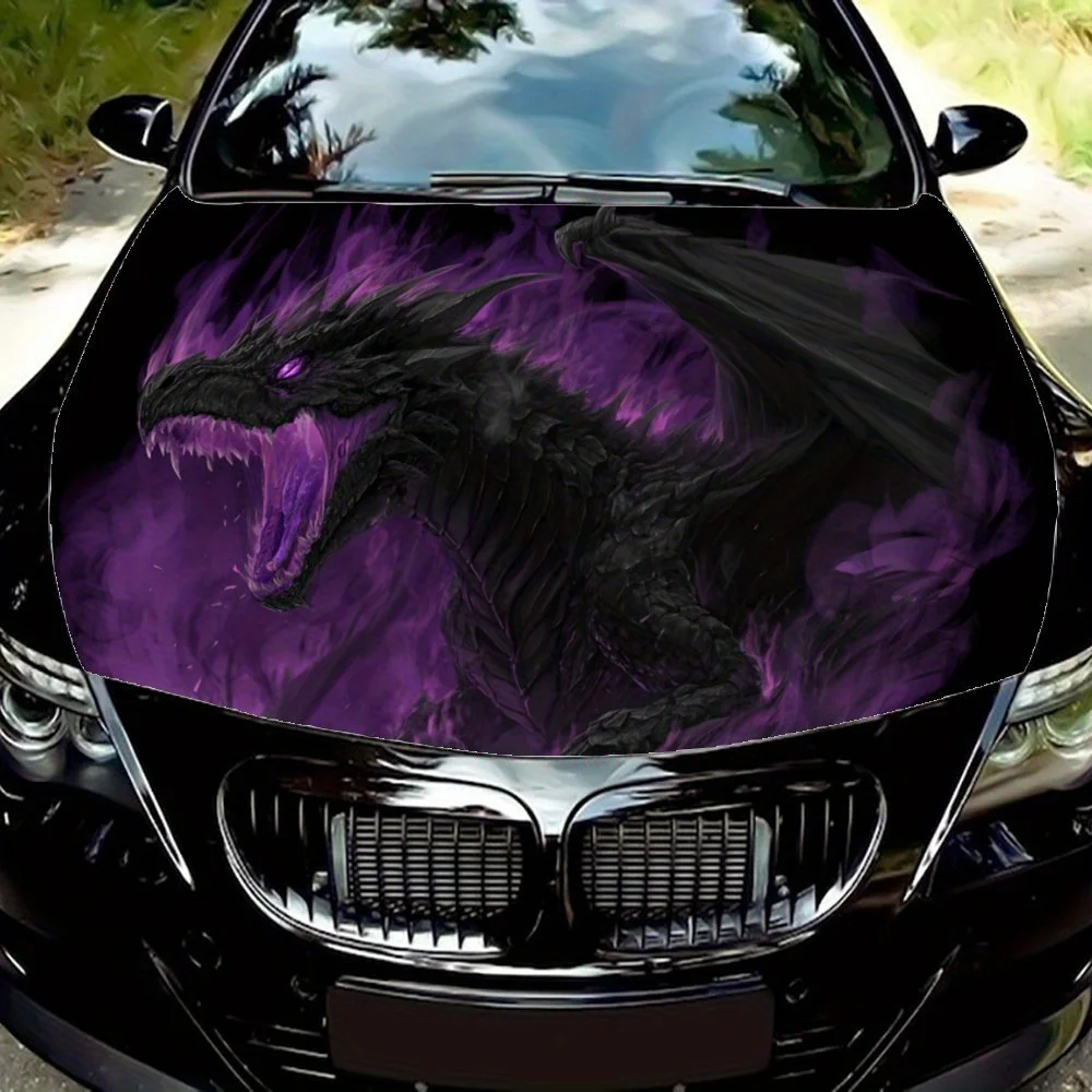 

Темно-фиолетовые наклейки на капот автомобиля Furious Dragon, водонепроницаемые самоклеящиеся, устойчивые к царапинам, легко приклеиваемые, прочные автомобильные наклейки из ПВХ