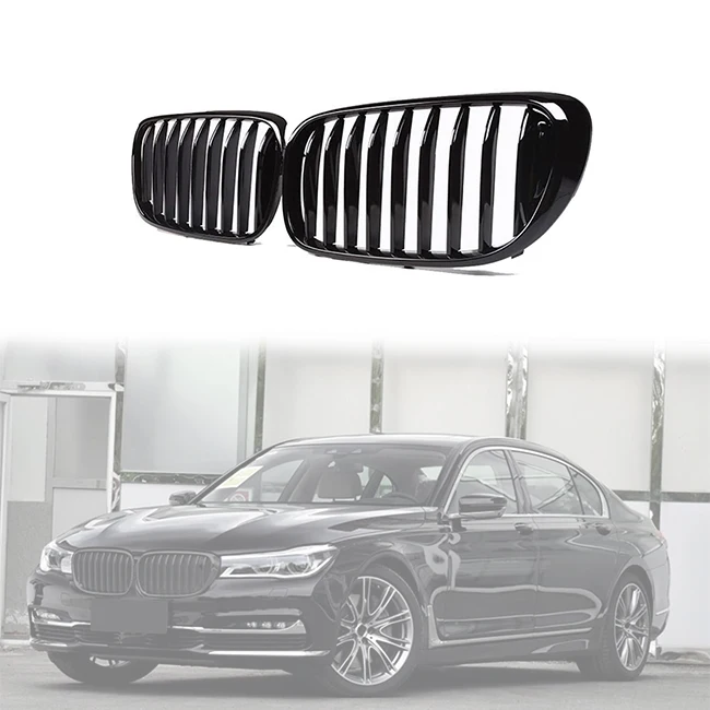 

LUMA 2015-2019 For BMW 7 Series ABS Grill G11/G12 Front Bumper Grille Single Slat Gloss Matte Black Accessories New Condition