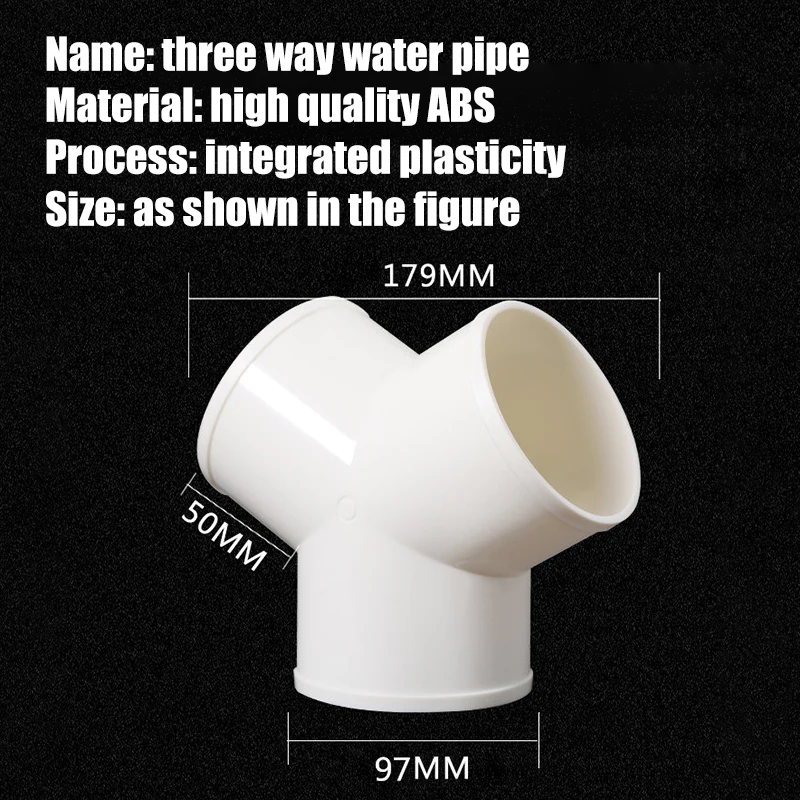 Y Piece 4inch Duct Connector 3 Ways Splitter For Ventilation Tube - ABS 100mm