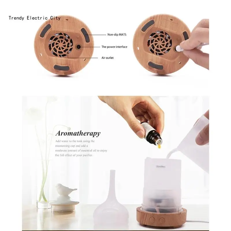 R9CD مرطب ناشر الزيوت العطرية 100 مل ناشرات عطرية زجاجية 7 ألوان LED أضواء متغيرة للمنزل وغرفة النوم والمكتب