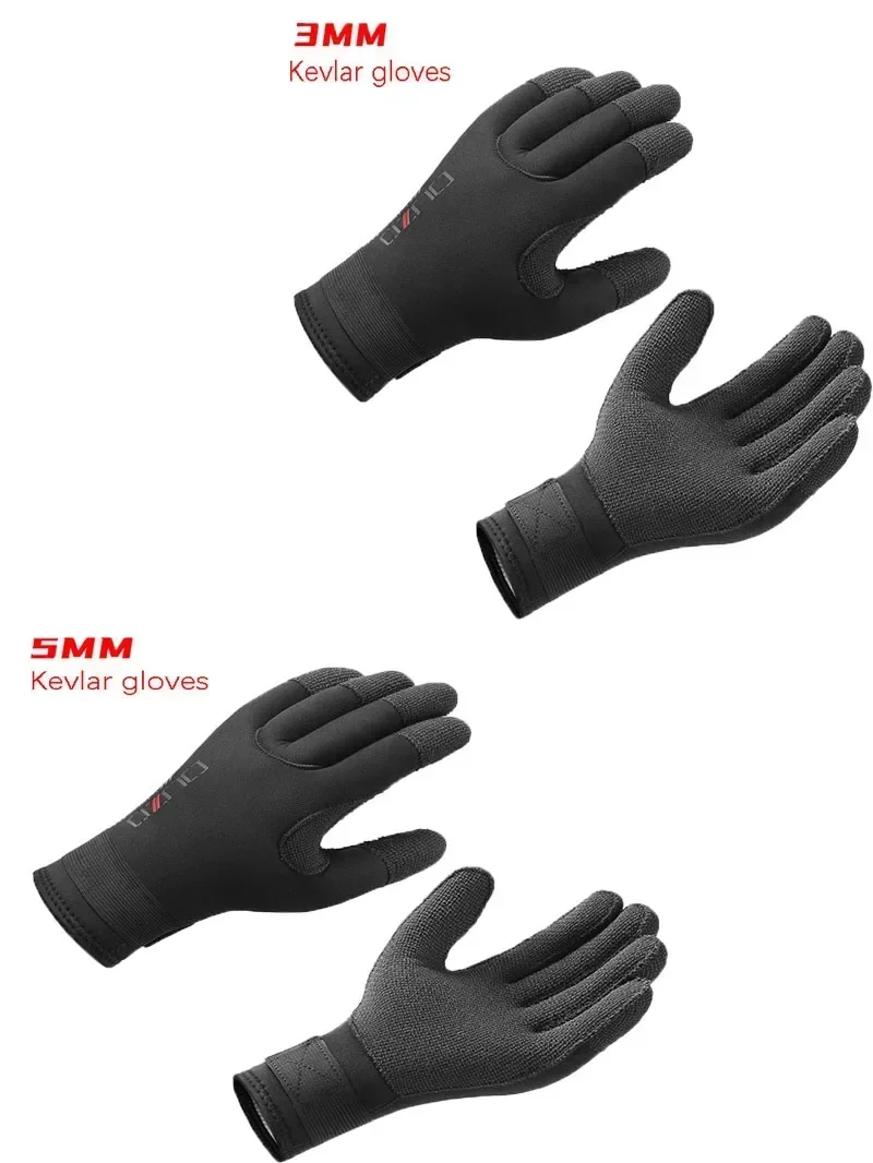 جديد كيفلر 3 مللي متر/5 مللي متر الشتاء Spearfishing قفازات الغوص مقاومة للخدش يمكن ارتداؤها تصفح الغوص الدفء قفازات النيوبرين #5