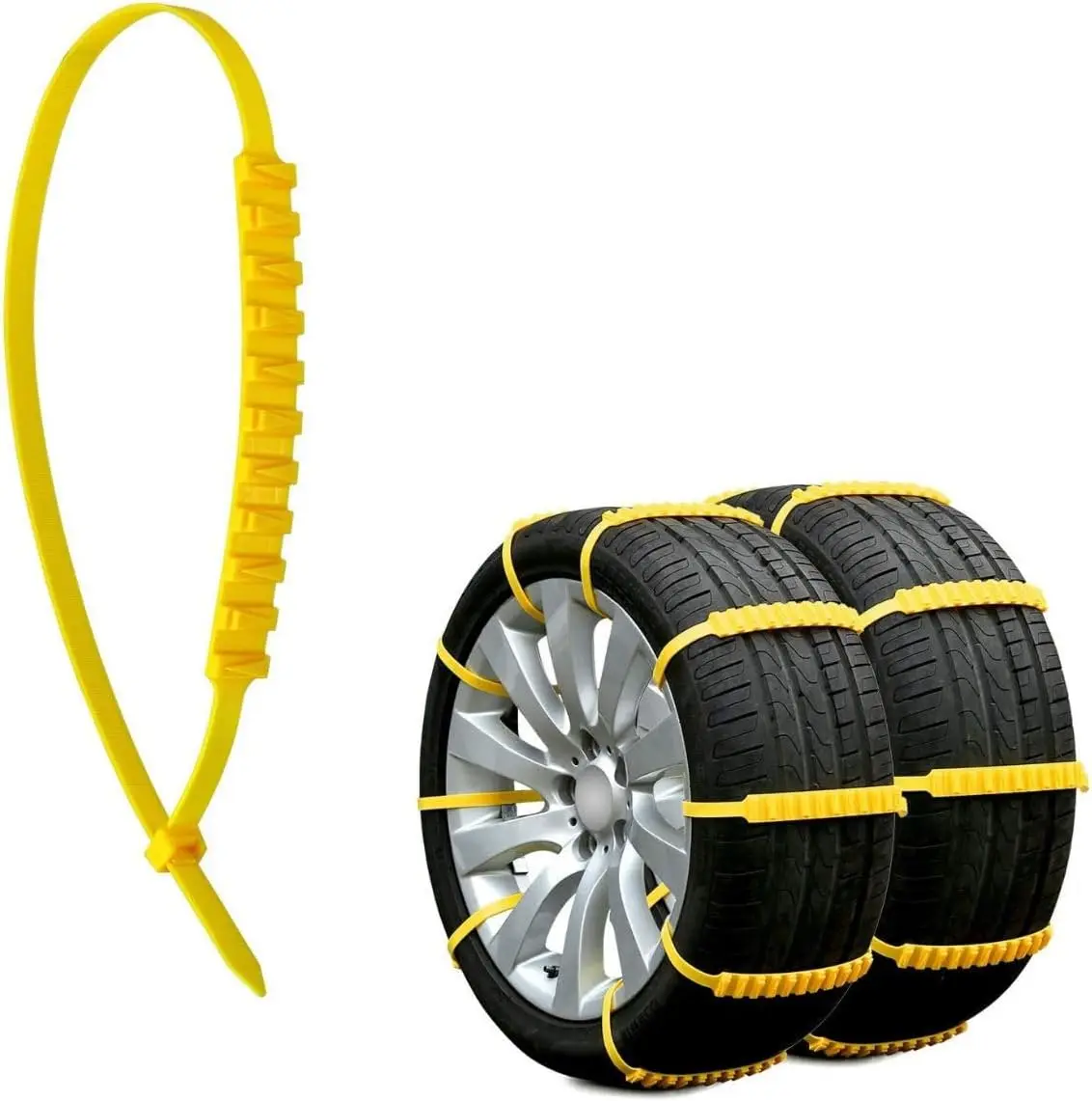 10 PCS Emergency Traction Chains for Car SUV Winter Snow Mud Survival, Yellow Universal Tire Chains