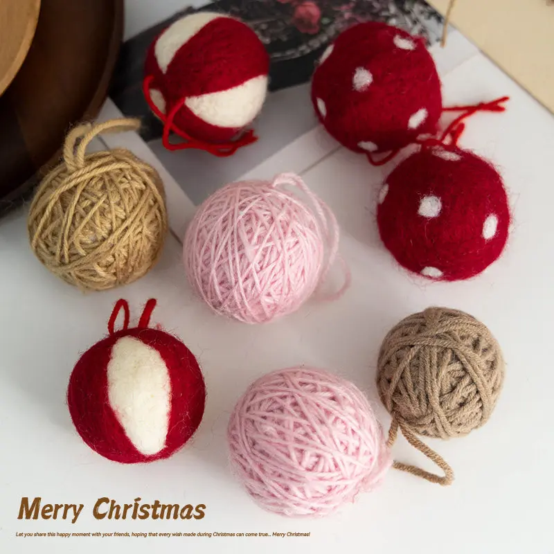 Festive Craft Accessories Small Colorful Felt Ball Pendants 5cm Size Lovely Decor For Household Christmas Tree Layout Creation