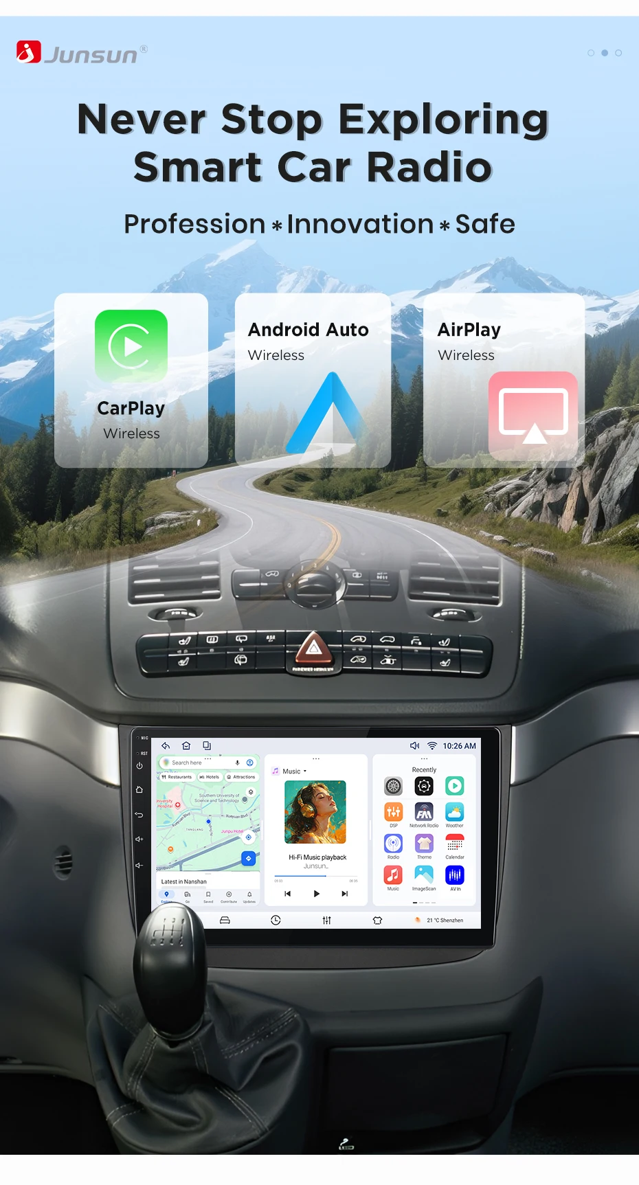 Junsun Wireless CarPlay Android Auto Autoradio für Mercedes-Benz Vito Viano W639 2003-2015 Intelligente Systeme DSP SWC RDS GPS – Detail 4
