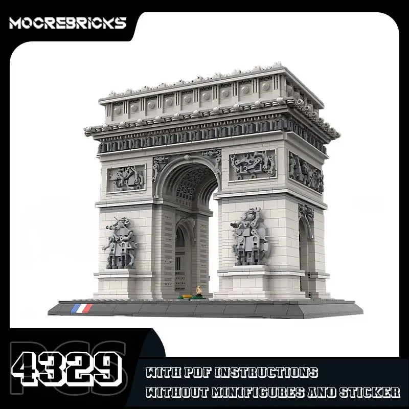 MOC-163329 Arc De Triomphe Architecture Model Klocki Francja Słynny historyczny widok Zbieraj zabawki Cegły Prezenty dla dzieci