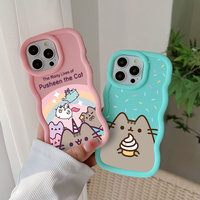 Cute Cartoon Cat Pusheens Phone Case for IPhone 15 14 13 12 11 Pro Max XR XS X 7 8 Plus SE20 Candy Color Soft TPU Back Cover