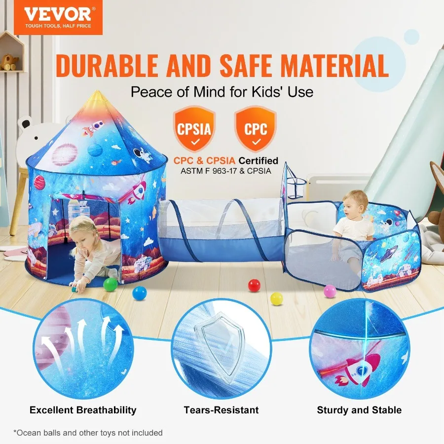 Tente de jeu 3 en 1 avec Tunnel pour garçons, filles, bébés et tout-petits, maison de jeu Pop-Up intérieure et extérieure avec sac de transport, bande Stra