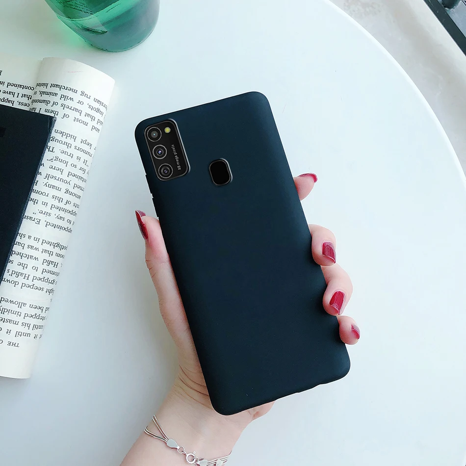 Bonbonfarbene Silikon-Handyhülle für Samsung Galaxy A21S, matte, weiche Rückseite