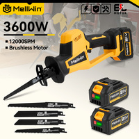 MELLWIN 3600W Cordless Brushless Electric Reciprocating Saw 12000SPM Wood Metal Pipe Cutting Saw Tool For Makita 18V Battery Pin
