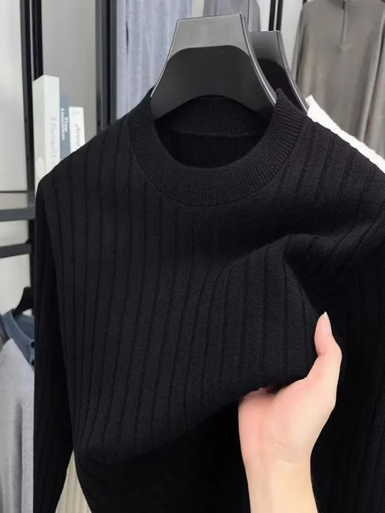 

Men's Slim Fit Knitted Sweater f High Collar Autumn Winter New Sle Elastic Pit Versatile Base irt Warmth Faionable