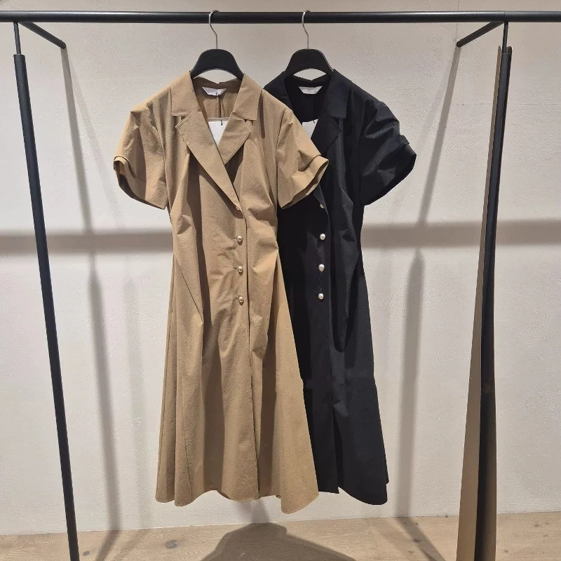 

Retro Korean OBZ25 Summer Commute Simple Suit Collar ort Sve irt Waist Inward Dr Cotton 00% ort Sve Design