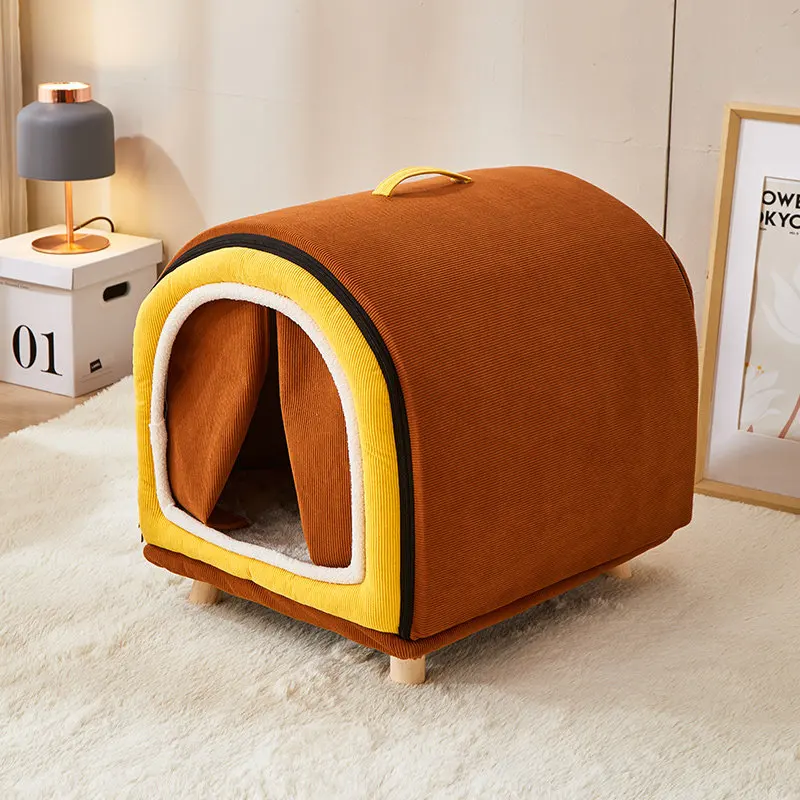 Durable washable dog house keeps warm in winter Closed cat house with added insulation thickened tent prevents moisture ingress