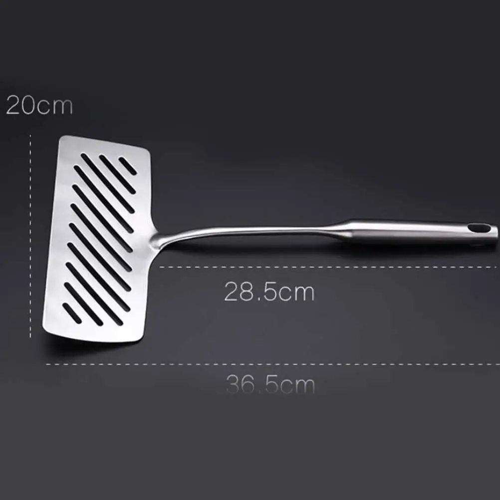 1Pcs Stainless Steel Fish Spatula Heavy Duty Grilling Tool with Hollow Oil Drain Design Thickened Handle Hanging Hole for Whole