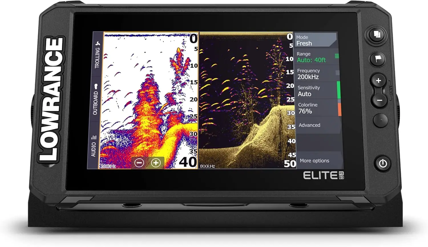 FS 9 Fish Finder مع محول طاقة 3 في 1 للتصوير النشط، مخطط كونتور C-MAP محملة مسبقًا