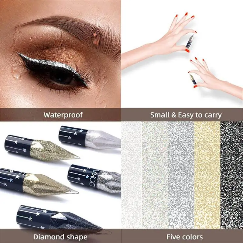 Vloeibare Oogschaduw Eyeliner Pen 5 Stuks Waterdichte Eyeliner Pen Vloeibare Eyeliner Draagbare Multi-Color Eyeliner Oogschaduw Kit