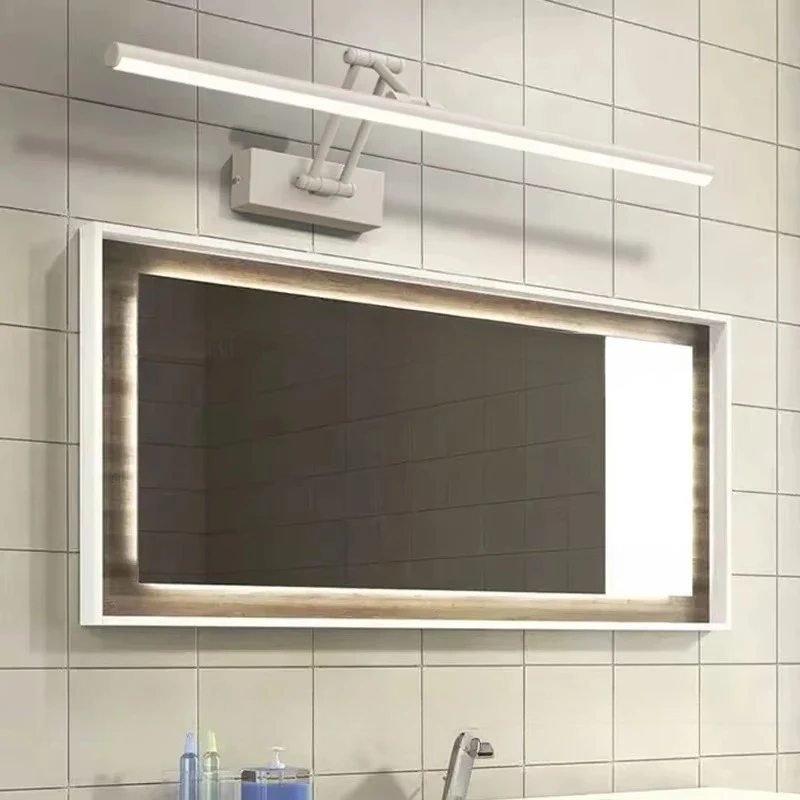 Modern LED Wall Lamp Bathroom Mirror Lamp Retractable Black White Makeup Mirror Light Lighting Fixture Above Mural Wall Sconce