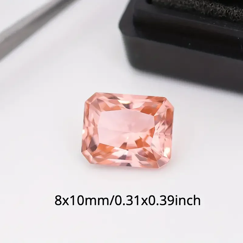 Pink persegi panjang Chamfered Morganite 8x10mm, cocok untuk membuat kalung