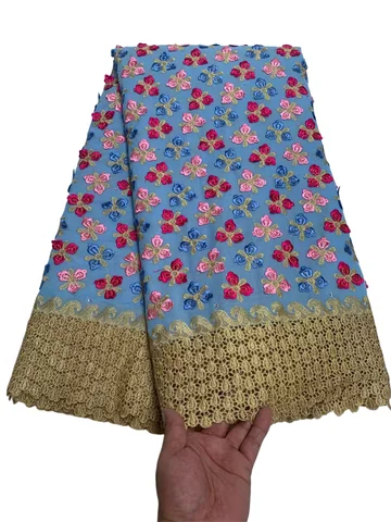 Swiss Voile Lace In Switzerland With 3D Flower Applique Stones 2025 Super Quality Water Soluble Lace Fabric For Wedding Dresses